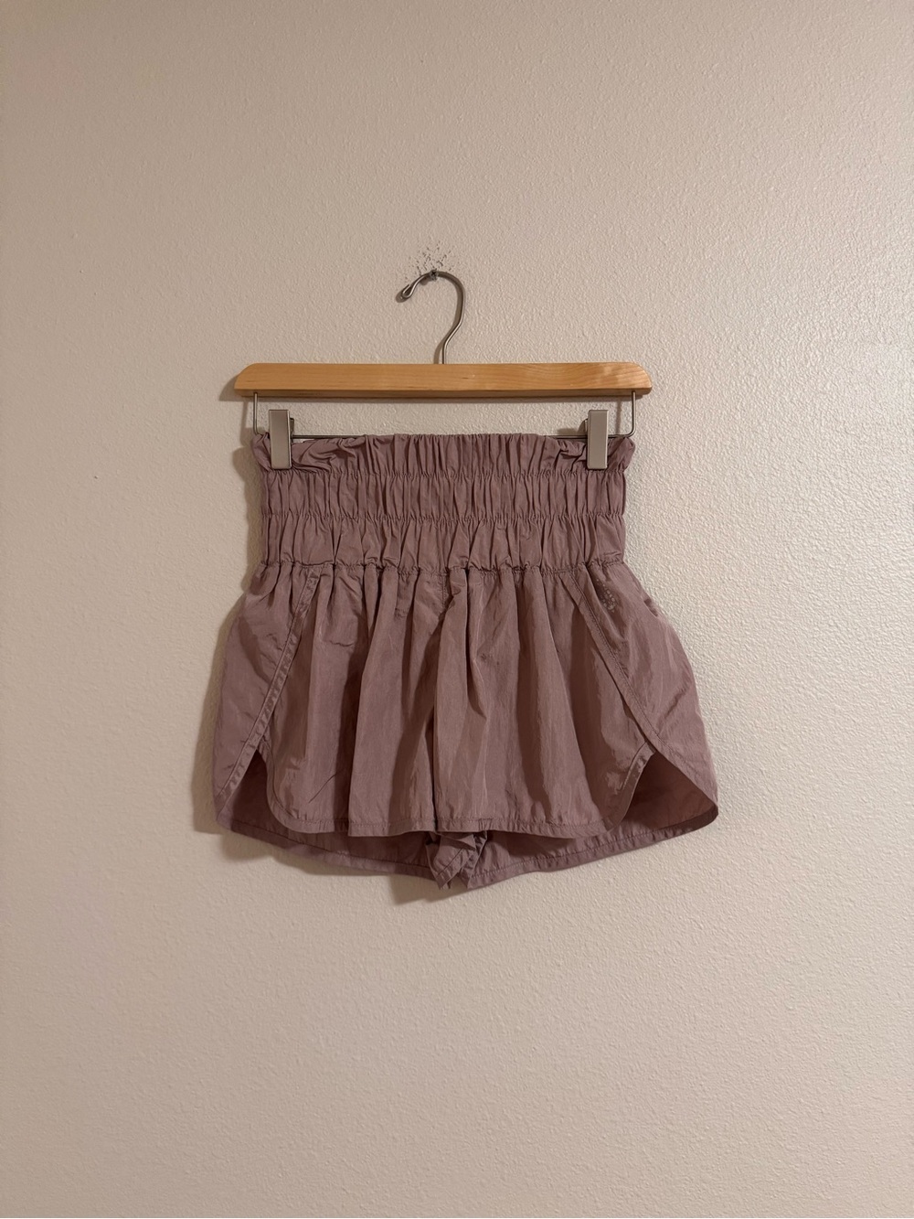 Free people movement High-Waist Smocked Mauve Women's Shorts